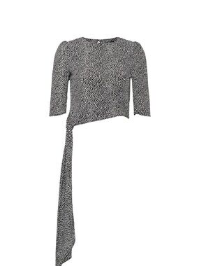 AFRM Viper Top - Asymmetric Tie Crop Top in Black & White Dot Print